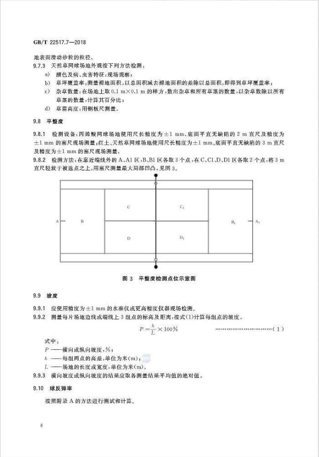 GBT 22517.7-2018体育场地使用要求及检验方法 第7部分：网球场地